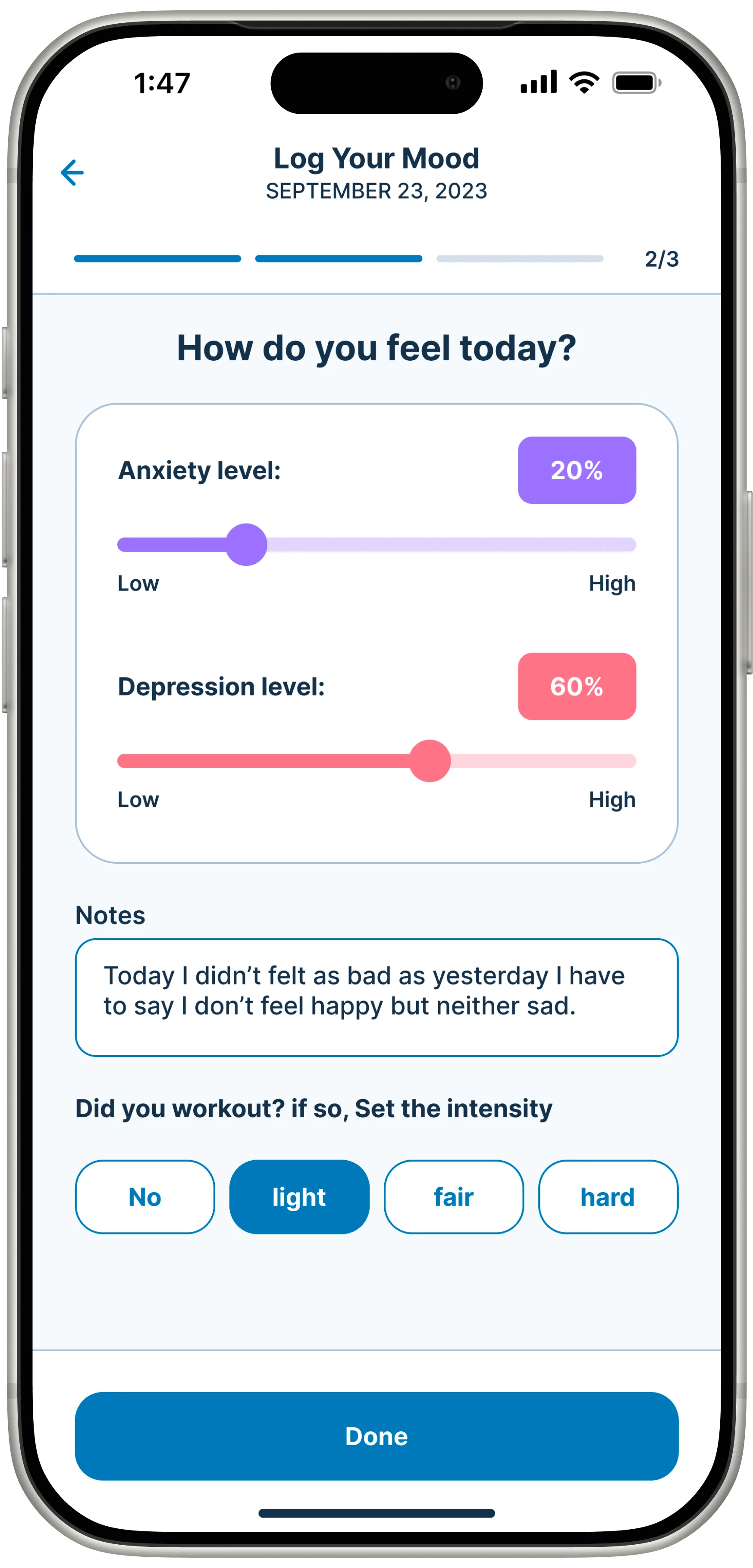 Mood Tracker screen 4