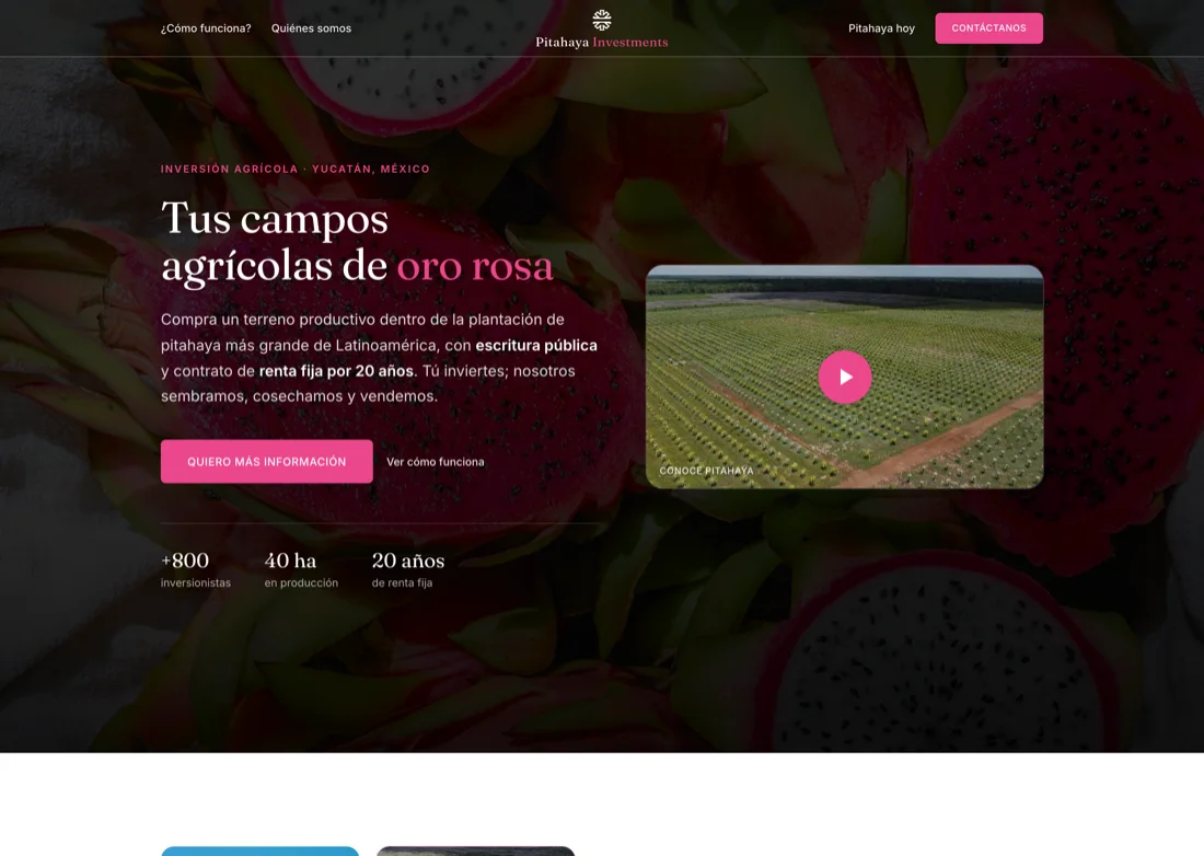 Pitahaya landing in a browser window