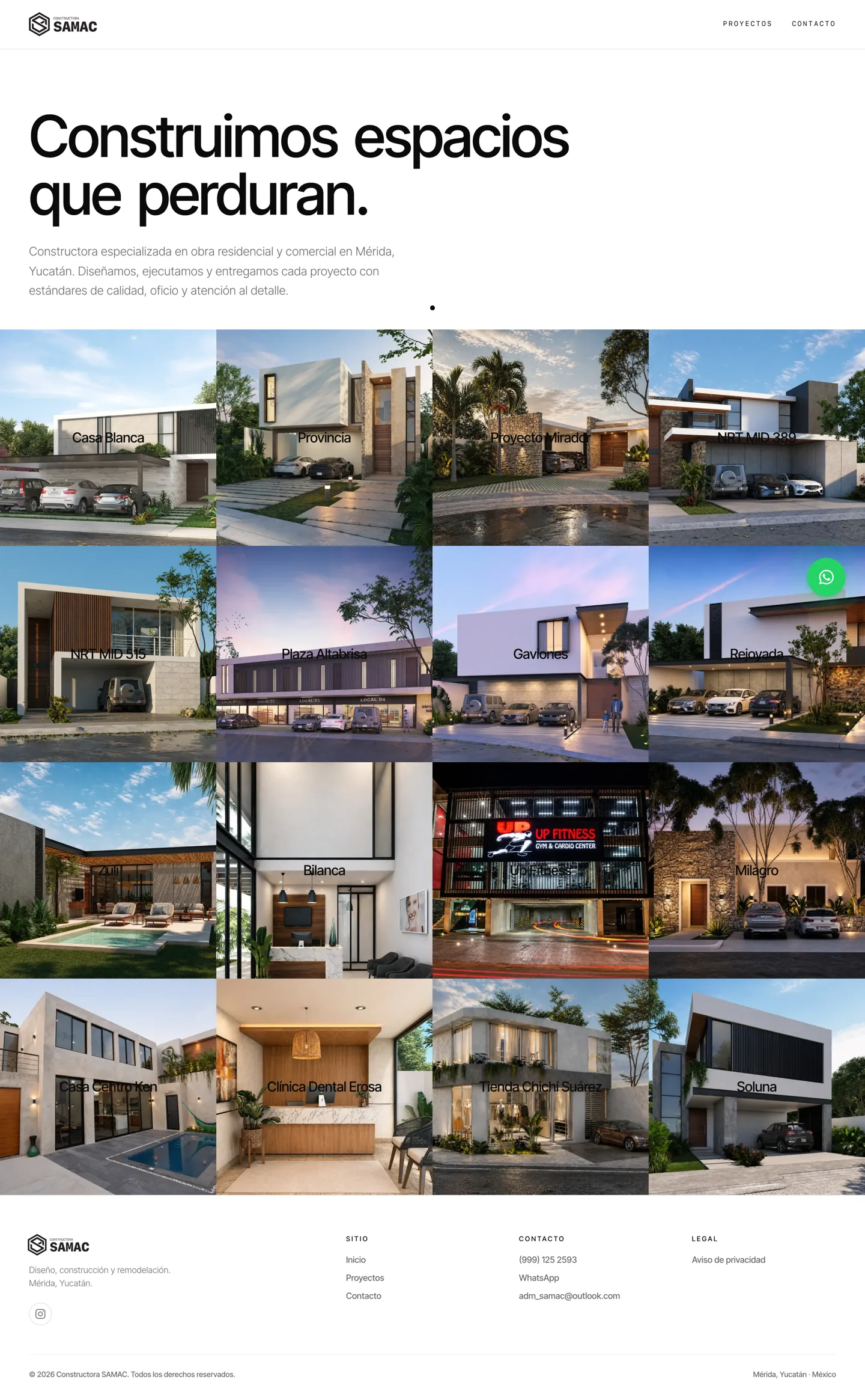 Samac website, full scroll preview