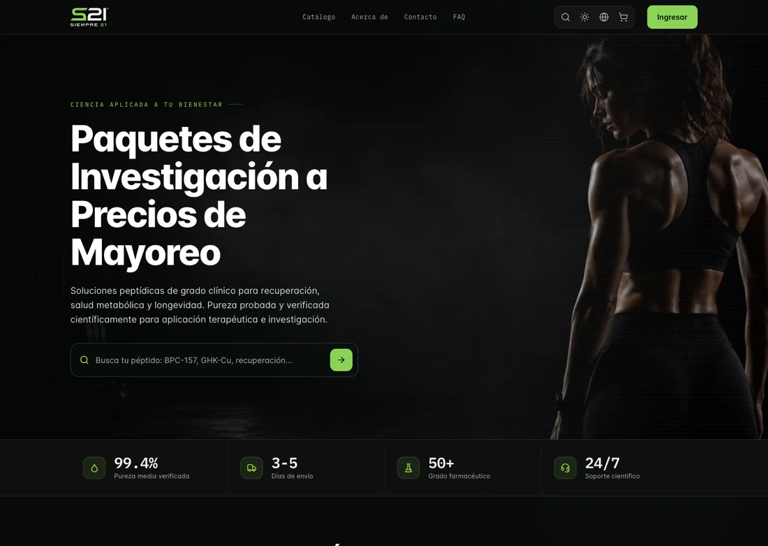 Siempre21 homepage in a browser window