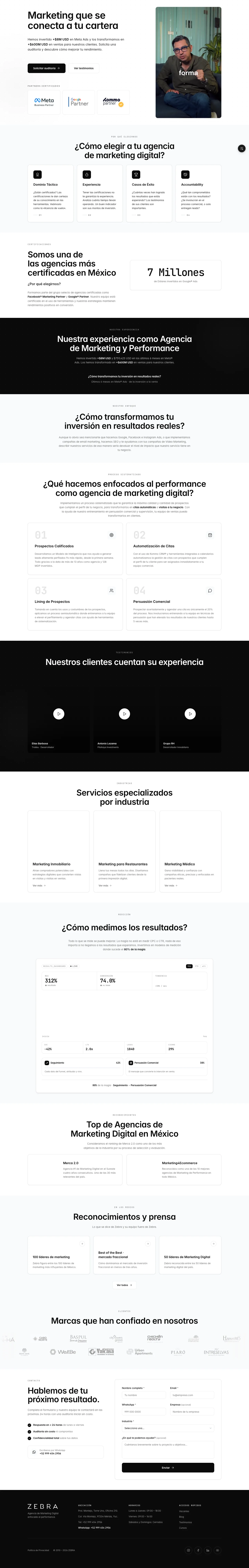 Zebra homepage, full scroll preview