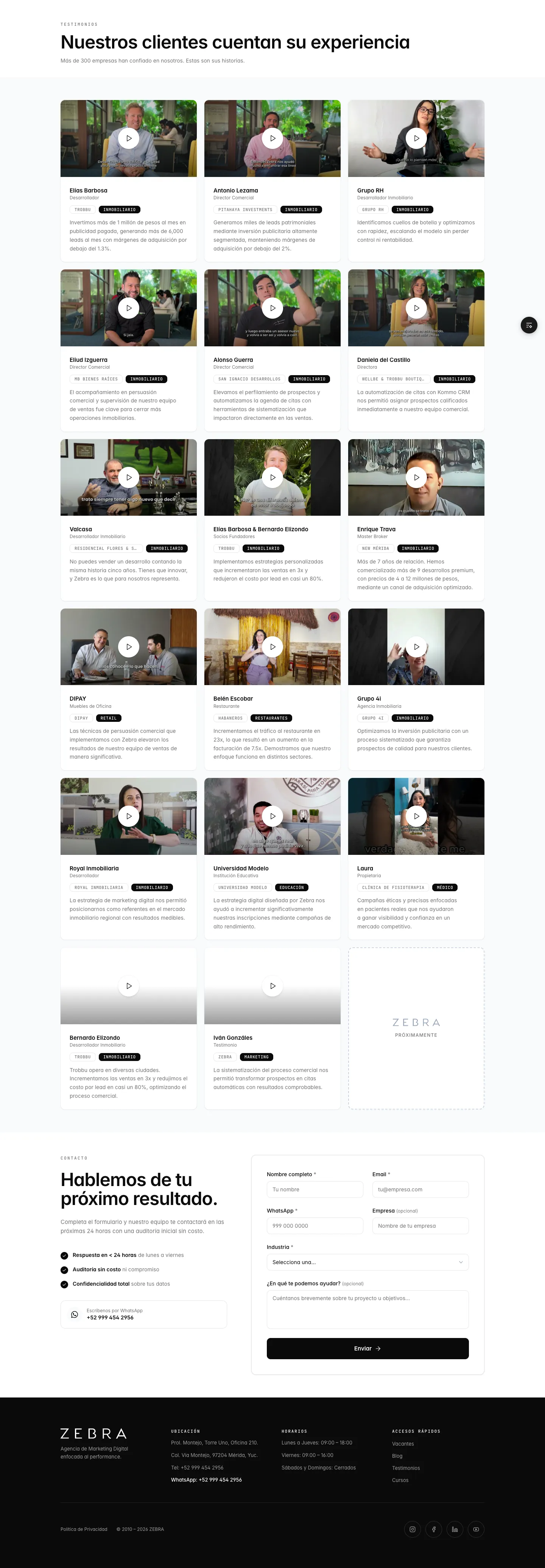 Page Testimonials · Zebra
